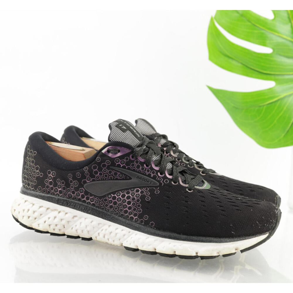 Brooks Womens Glycerin 17 Running Shoes Size 10 Black Purple Sneaker Trainers